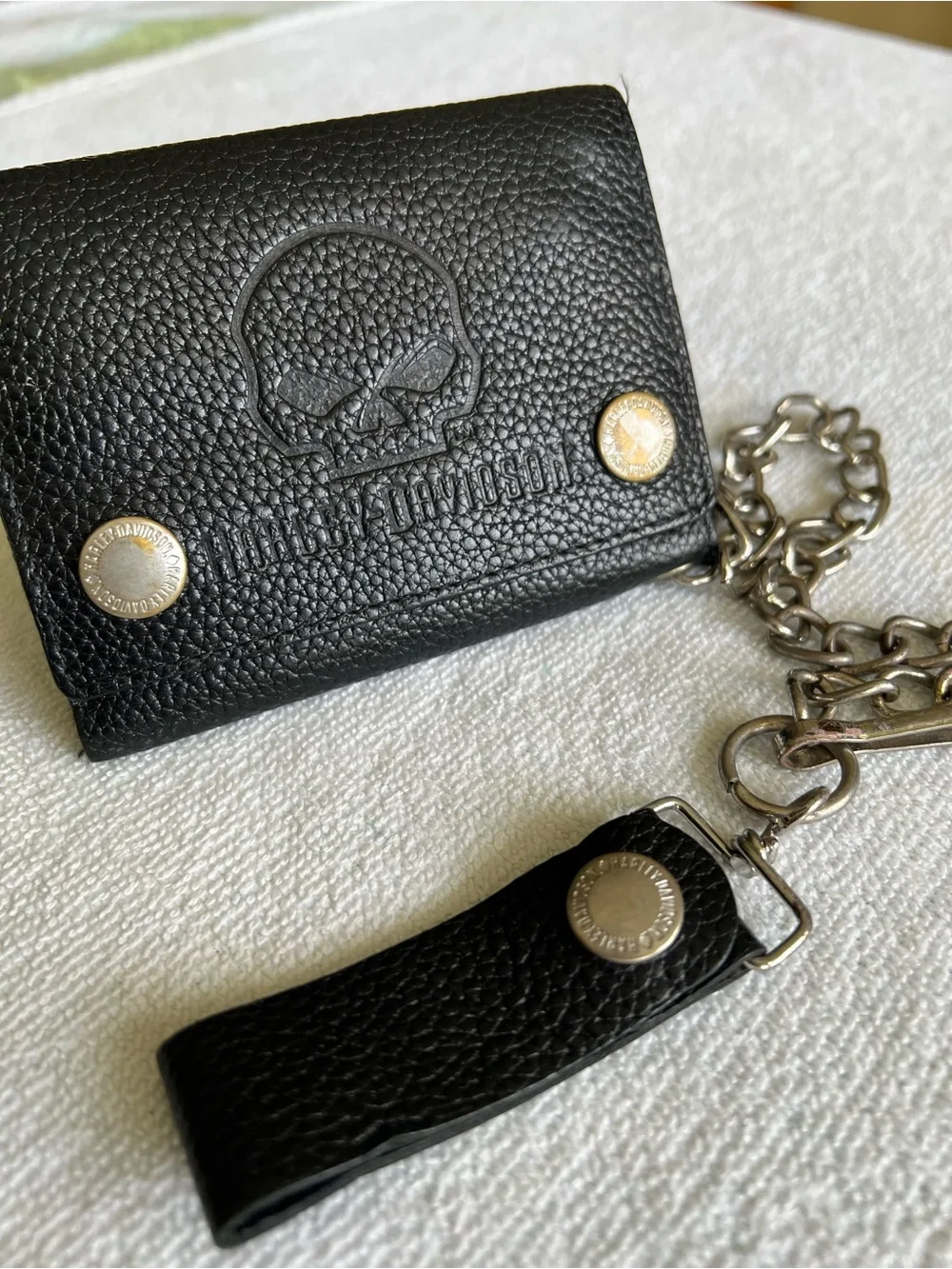 Harley-Davidson Black Leather Skull Chain Wallet